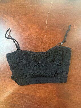 Nordstrom Frenchi Corset Style Lace Bralette Crop Top Size Small Black